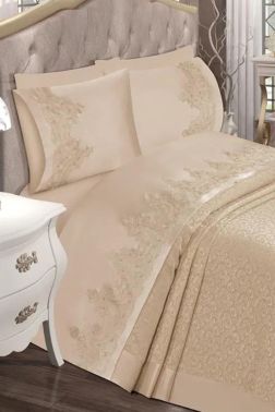 Çeyizdiyarı Paris 3 Parça Şönil Pike Takımı Bej - Çeyiz Diyarı