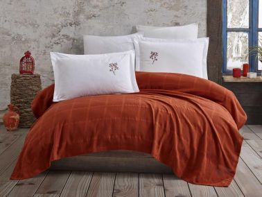 Çeyizdiyarı Rainbow Nakışlı Dokuma Pike Takımı Kiremit - Hobby