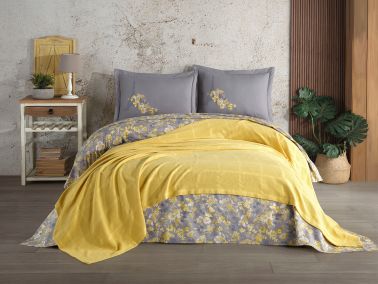 Çeyizdiyarı Rainbow Nakışlı Dokuma Pike Takımı Sarı - Hobby