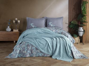 Çeyizdiyarı Rainbow Nakışlı Dokuma Pike Takımı Turkuaz - Hobby