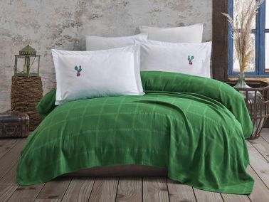 Çeyizdiyarı Rainbow Nakışlı Dokuma Pike Takımı Yeşil - Hobby