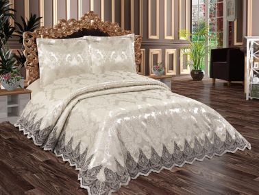 Çeyizdiyarı Selvi 6 Parça Şönil Pike Takımı Krem - Çeyiz Diyarı