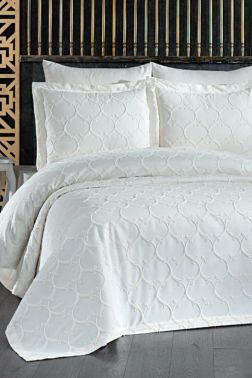 Çeyizdiyarı Siena 3 Parça Pike Takımı Krem - Çeyiz Diyarı