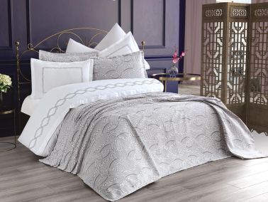 Çeyizdiyarı Şimay 7 Parça Gelin Seti Gri - Çeyiz Diyarı