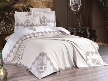 Çeyizdiyarı Sonya 6 Parça Şönil Pike Takımı Krem - Çeyiz Diyarı