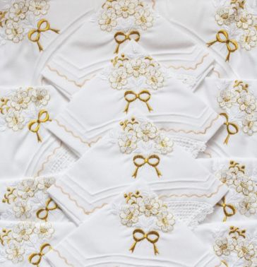 Çeyizlik El İşi Dantel Mutfak Takımı Altın - Çeyiz Diyarı