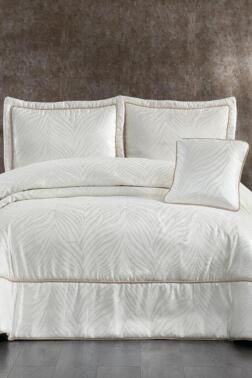 Charlotte Jakarlı Çift Kişilik Yatak Örtüsü Krem - Çeyiz Diyarı