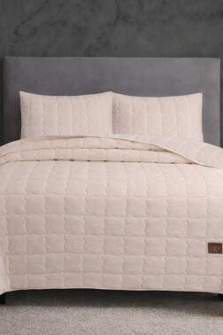 Cher Kapitoneli 240x260cm Çift Kişilik Yatak Örtüsü Bej - Çeyiz Diyarı