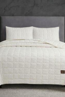 Cher Kapitoneli 240x260cm Çift Kişilik Yatak Örtüsü Krem - Çeyiz Diyarı