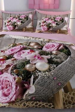 Çiçek Kutusu Mikro Saten 3D Dijital Baskılı Çift Kişilik Nevresim Takımı - Çeyiz Diyarı