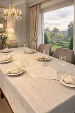 Colber 26 Parça Masa Örtüsü Takımı Bej - Çeyiz Diyarı