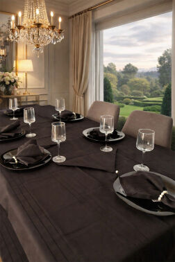 Colber 26 Parça Masa Örtüsü Takımı Siyah - Çeyiz Diyarı