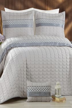 Colors Micro Çift Kişilik Yatak Örtüsü Gri - Çeyiz Diyarı