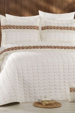 Colors Micro Çift Kişilik Yatak Örtüsü Krem Krem - Çeyiz Diyarı