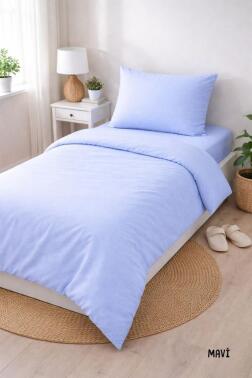 Colours Soft Tek Kişilik Nevresim Takımı Açık Mavi - Çeyiz Diyarı