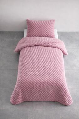 Cordoba Peluş Tek Kişilik Yatak Örtüsü Mürdüm - Çeyiz Diyarı