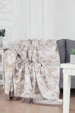 Cosmic Tek Kişilik Pamuklu Battaniye Bej - Çeyiz Diyarı