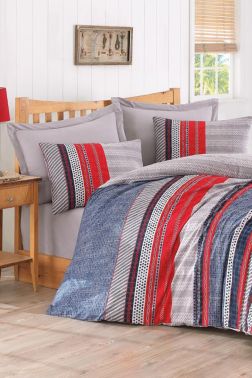 Cotton Box Ranforce Nevresim Takımı Vera Mavi Çift Kişilik - Cotton Box