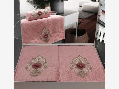 Cotton İncili 3D Hamam Seti Lovers Pudra - 4