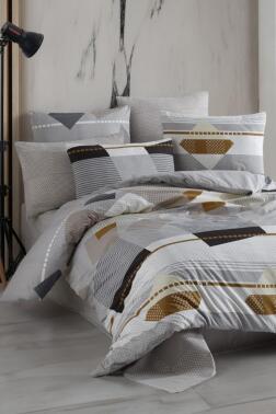 Cube Çift Kişilik Nevresim Takımı Gri - Çeyiz Diyarı