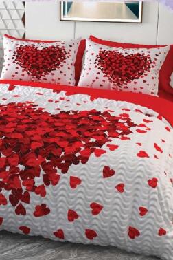 Dalya Mikro Saten 3D Dijital Baskılı Dört Mevsim Çift Kişilik Nevresim Takımı - Çeyiz Diyarı