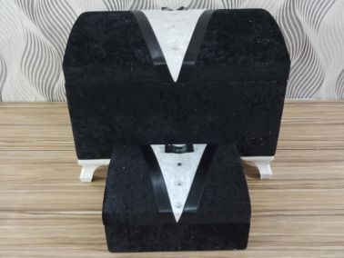 Damat Figürlü Kadife 2li Çeyiz Sandığı Siyah - Çeyiz Diyarı