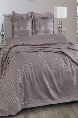 Dantela Justo Jakarlı Şönil Çift Kişilik Yatak Örtüsü Lavanta - Dantela