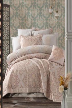 Dantela Samara Jakarlı Elyaflı Çift Kişilik Yatak Örtüsü - Dantela