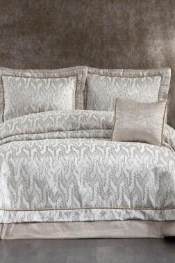 Darla Jakarlı Çift Kişilik Yatak Örtüsü Cappucino - Çeyiz Diyarı