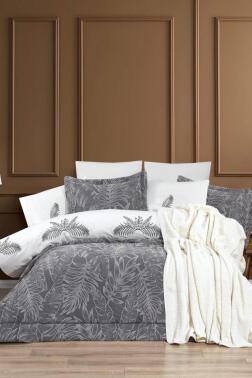 Defne 10 Parça Battaniyeli Çeyiz Seti Gri - Çeyiz Diyarı