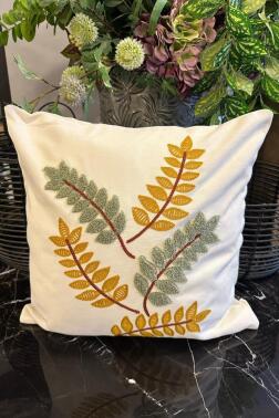 Delfin Lüx Nakışlı Keten Kırlent Kılıfı 45x45 cm - 1