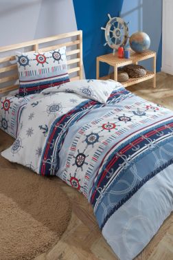 Denizci Baskılı Tek Kişilik Nevresim Takımı - Çeyiz Diyarı