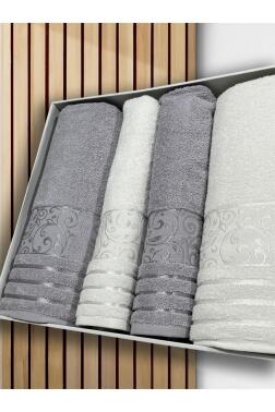 Deren Hamam Takımı 4 Parça Krem - Gri - 3