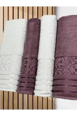 Deren Hamam Takımı 4 Parça Krem - Mürdüm - 4