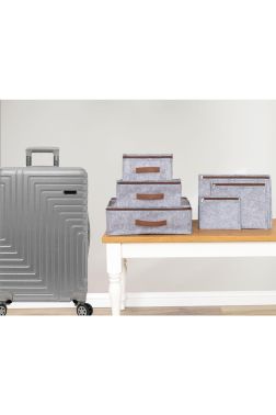 Derili 6'lı Bavul İçi Seyahat Çantası Gri - Çeyiz Diyarı