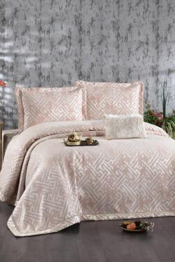 Diamond Şönil Çift Kişilik Yatak Örtüsü 260x260 cm Somon - Çeyiz Diyarı
