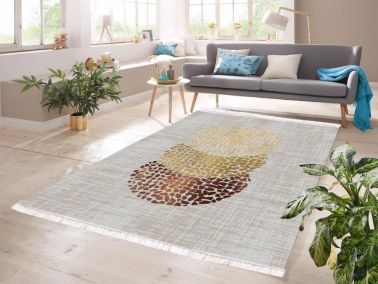 Dijital Baskı Kaymaz Taban Kadife Halı Ande Gri 100x300 Cm - Çeyiz Diyarı