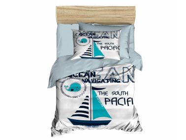 Dijital Baskılı 3d Bebek Nevresim Takımı Ship Buz Mavisi - Çeyiz Diyarı