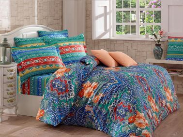 Dilem %100 Pamuk Çift Kişilik Nevresim Takımı Mavi - Çeyiz Diyarı