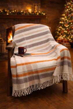 Dinarsu Cozy Life Cunda Nougat Pamuklu Tv Battaniye 130x170 cm - Çeyiz Diyarı