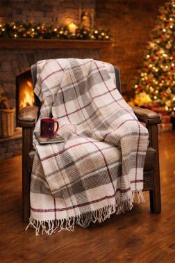 Dinarsu Cozy Life İnka Pamuklu Tv Battaniye 130x170 cm Bordo - Çeyiz Diyarı