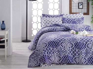 Donjette %100 Pamuk Çift Kişilik Nevresim Takımı Lacivert - Çeyiz Diyarı