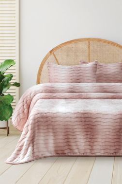 Dream Pelüş Çift Kişilik Yatak Örtüsü Pembe - Çeyiz Diyarı