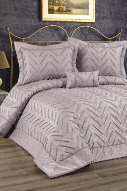 Efsane Dolgulu Pamuklu Çift Kişilik Yatak Örtüsü Gri - Çeyiz Diyarı