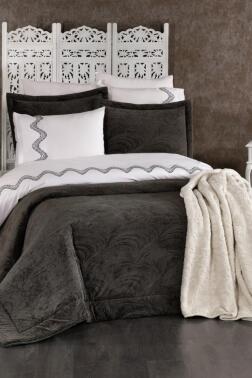 Efsun 10 Parça Battaniyeli Çeyiz Seti Antrasit - Çeyiz Diyarı