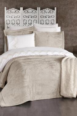 Efsun 10 Parça Battaniyeli Çeyiz Seti Krem - Çeyiz Diyarı