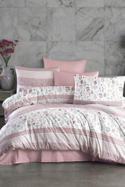 Elegant Çift Kişilik Nevresim Takımı Pudra - Çeyiz Diyarı