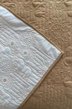 Elevora Çift Taraflı Çift Kişilik Yatak Örtüsü 230x250 Krem Bej - Çeyiz Diyarı (1)