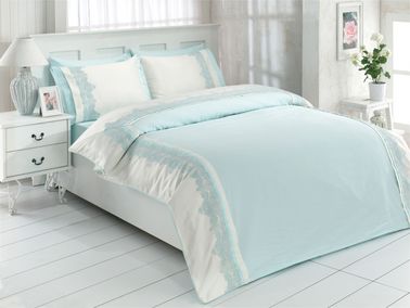 ELİF NEVRESİM TAKIMI 6 PCS MİNT/KREM - Çeyiz Diyarı