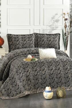 Eliz Şönil Çift Kişilik Yatak Örtüsü 260x260 cm Antrasit - Çeyiz Diyarı